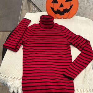 Ralph Lauren Red and Black Ribbed Turtleneck